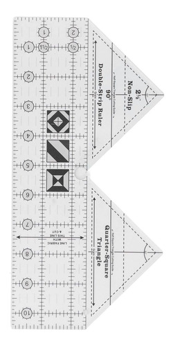 Egla 90 Grado Acrilico Doble Tira Regla Costura Transparente