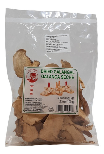 Galangal Seco 100 Gr. Origen Tailandia