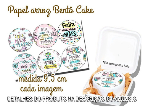 Imagem 1 de 1 de Dia Das Mães Papel De Arroz Bento Cake 9,5 Cm Comestível