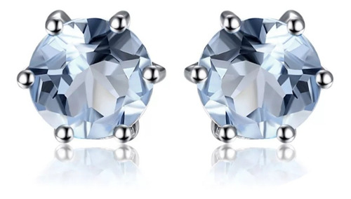 Aretes Broquel Topacio Natural Azul Plata S925 By Roda