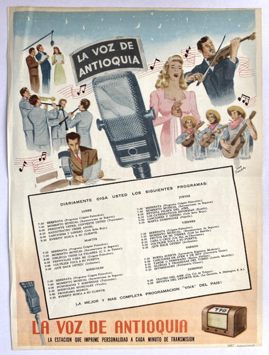 Emisora La Voz De Antioquia Publicidad De 1949