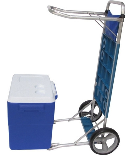 Caixa Térmica Azul 45,4 L 48 Qt Coleman Com Carrinho Mor
