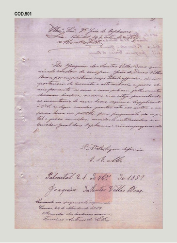 Documento Inventário C/menores 1887 Com Selo Raro - Cod.501
