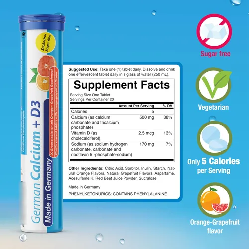 Tabletas Efervescentes De Bebida De Calcio Y Vitamina D Sabo