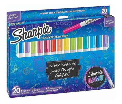 Marcadores Sharpie Game Edición Limitada X20 Unid + Juego