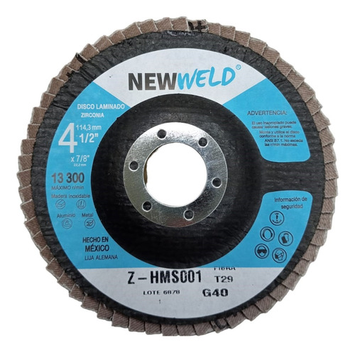 Disco Laminado 4-1/2  X 7/8  Grano Z-40, 10 Piezas, New Weld