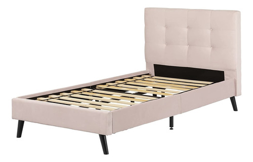 Cama Con Plataforma Maliza, Individual, Rosa Pálido