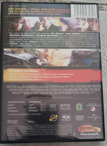 Rapido Y Furioso 1, 2, 4 & 6 Dvd (Usado)