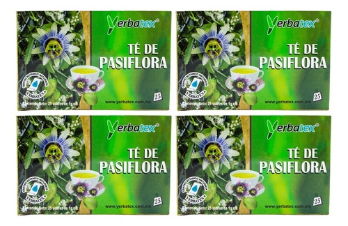 Pack 4 Tés De Pasiflora Caja Con 25 Sobres C/u