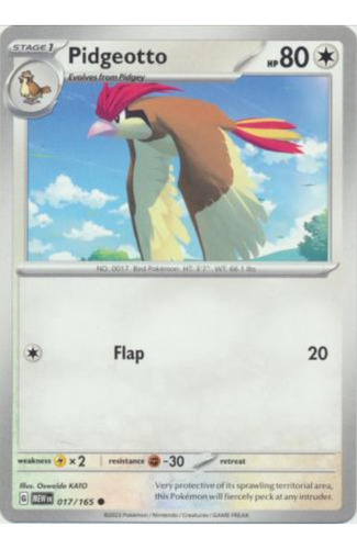 Tarjeta Pokemon Pidgeotto 017/165 C Ingles S&v 151