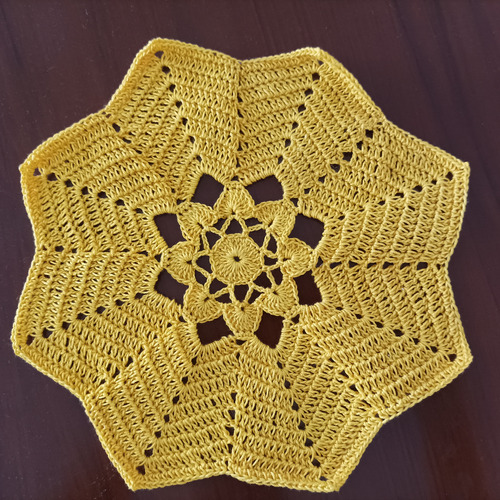 Paño Tejido Crochet 8 Puntas Amarillo
