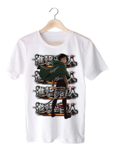 Remera Blanca Ataque A Los Titanes Levi Ackerman- Anime