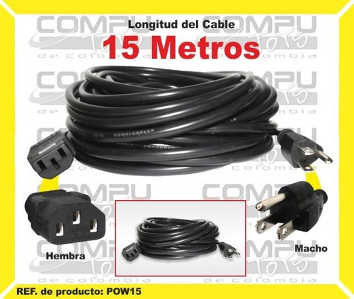 Cable Poder Cpu A Corriente 15 M Ref: Pow15 Computoys Sas