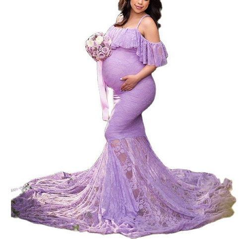 Vestido De Sirena Floral Con Volantes De Maternidad Para Ses