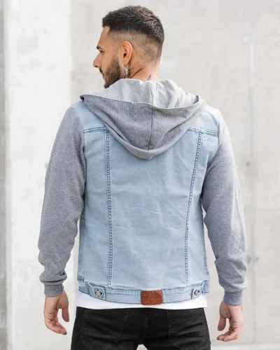 Campera de jean con buzo hombre hotsell
