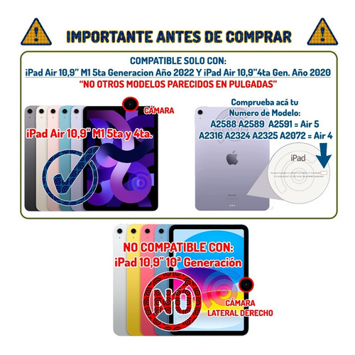 Imagen 2 de 7 de Funda Para iPad Air 10.9 C/ Espacio Para Cargar Lápiz Pencil