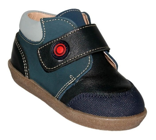 Tenis Bota Casual Coqueta Niño Bebe Azul Marino Piel 954501e