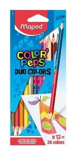 Imagen 1 de 2 de Lapices Duo Color Peps X12 Bicolor 24 Colores Maped Edu