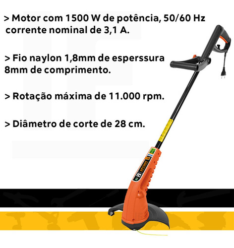 Cortador Aparador De Grama 1500w Ap1500t Tramontina 220v