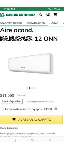 Aire Acondicionado Marca Panavox 12000 Btu