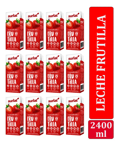 Leche Frutilla Surlat 200 Ml Pack 12 Unidades