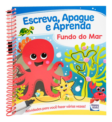 Escreva, Apague E Aprenda: Fundo Do Mar, De Curious Universe Uk. Editora Happy Books, Capa Mole Em Português