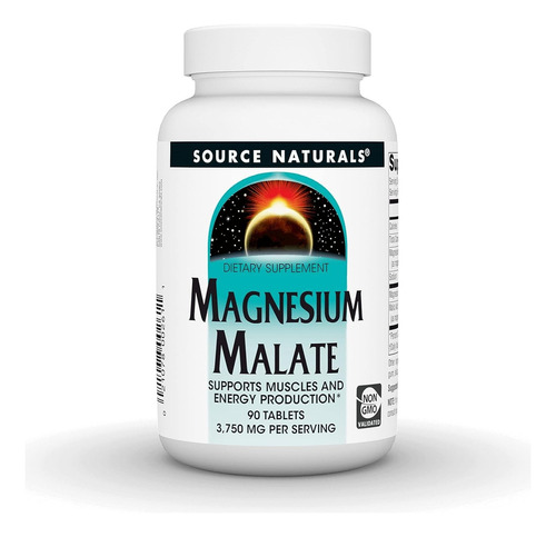 Magnesio Malate 3,750 Mg 90 Cápsulas Source Naturals Sabor Sin Sabor