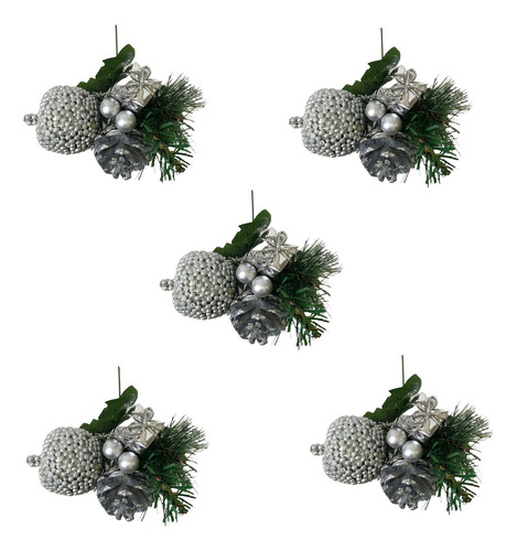 Kit 5 Pick De Natal Enfeite Natalino Noel Arranjo Mesa Decor