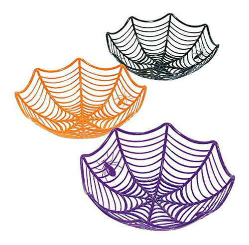 Cesta Telaraña (3 Unidades) Para Fiesta De Halloween