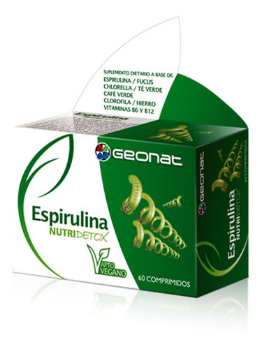 Espirulina Detox Vegano Hierro Vit B12 B6 Geonat 60 Comps