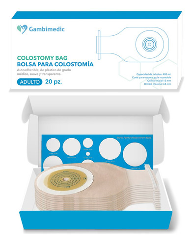 Gambimedic Bolsa Colostomia Barrera Recortable 14-60mm 20pz