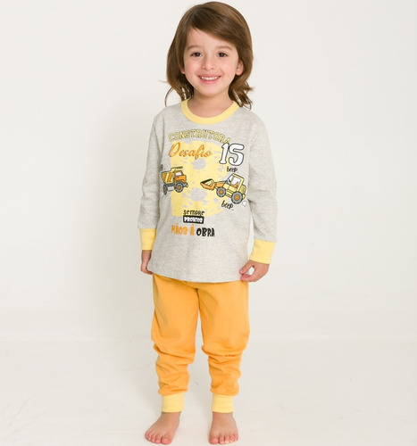 Pijama Longo Infantil Inverno Caminhões Borth Evanilda 0009