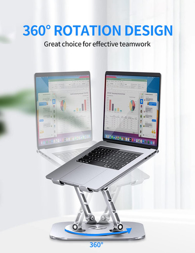 Soporte For Portátil Ajustable Con Base Giratoria De 360°,