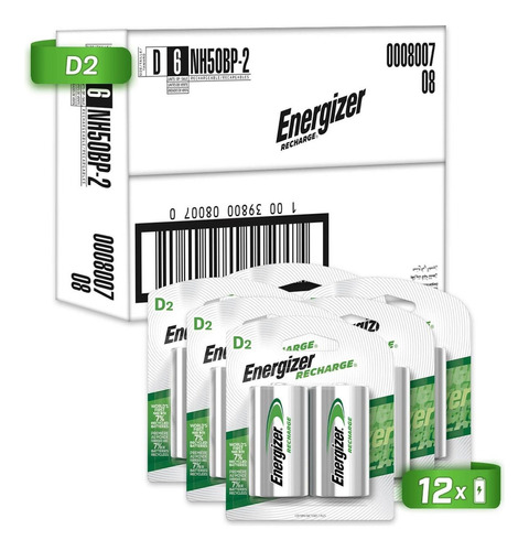 Energizer XPIENENH50BP pila d recargable blister 12 unidades 1.2v