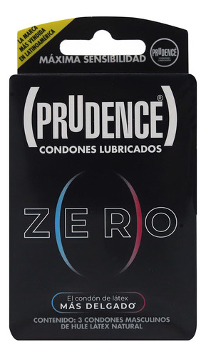 Condones Prudence Zero Doble Lubricación 3 Pzas