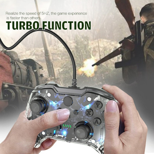 Imagen 2 de 10 de Joystick Con Cable Para Xbox One Pc Rgb Vibración Dual