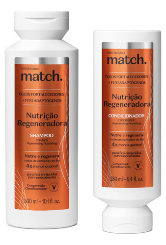  Combo Match Nutrição Regeneradora: Shampoo + Condicionador