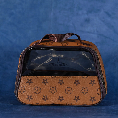 Neceser Porta Cosméticos Cartera Rectangular Organizador Marrón Claro