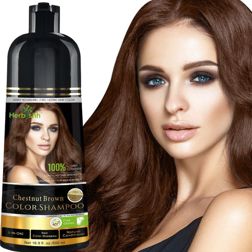 Champu Herbishh Chestnut Brown Marron 3 En 1 500 Ml