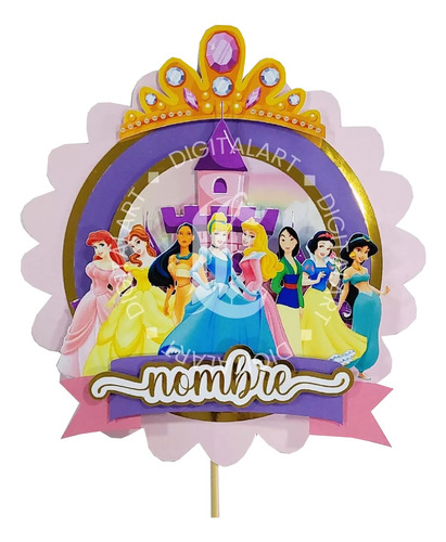 Adorno Para Pastel Torta Princesas Disney 3d Cumpleaños Niña