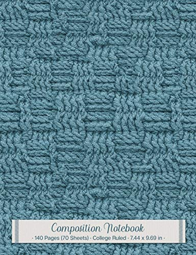 Composition Notebook Knit Crochet Blue Sweater Cover; Colleg