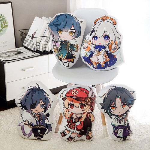 Cojin Decorativo Childe Genshin Impact Chibi Kawaii Unico Diseño De La Tela Lisa