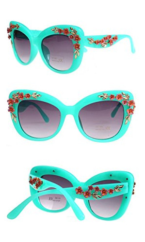 Chezi Femenino Floral Stud Partido Embellished Gafas G51gn