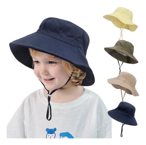 Bonita Gorra De Sol Para Bebé, Color Liso, Con Protección So