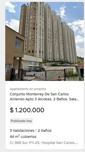 Arriendo Apto Segundo Piso Conjunto Monterrey De San Carlos