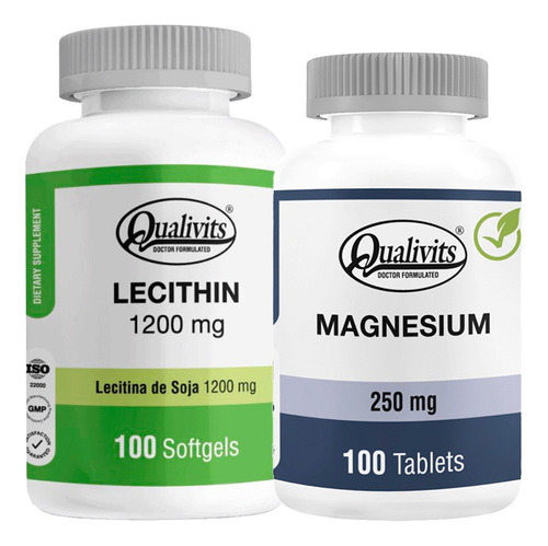 Magnesio 250 Mg + Lecitina De Soja X 100 - Qualivits Sabor Natural