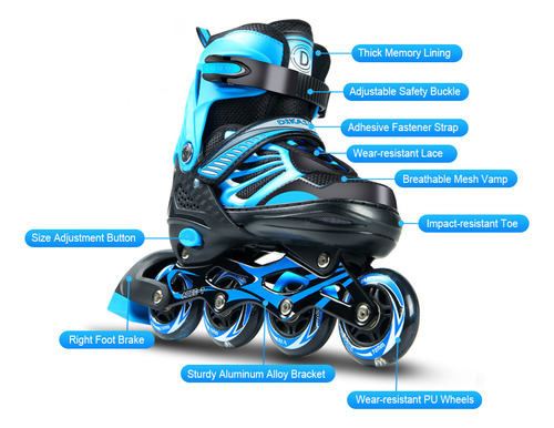 Patines En Línea Con Iluminación Ajustable Y Ruedas Iluminad