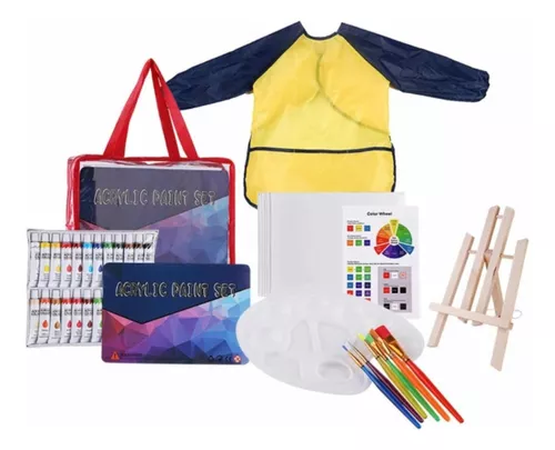 Juego de pintura para niños y caballete – Kit de pintura acrílica de 1