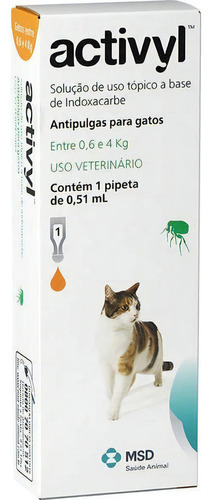 Antipulgas Para Gatos Até 4kg Activyl Msd - 1 Pipeta