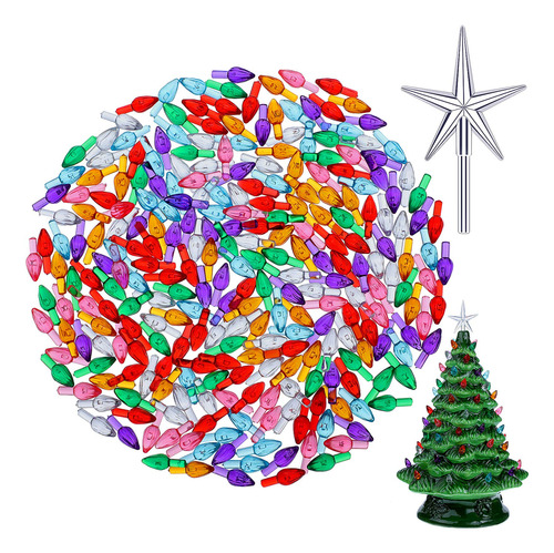 261 Pieces Plastic Ceramic Christmas Tree Bulbs Multi Color 